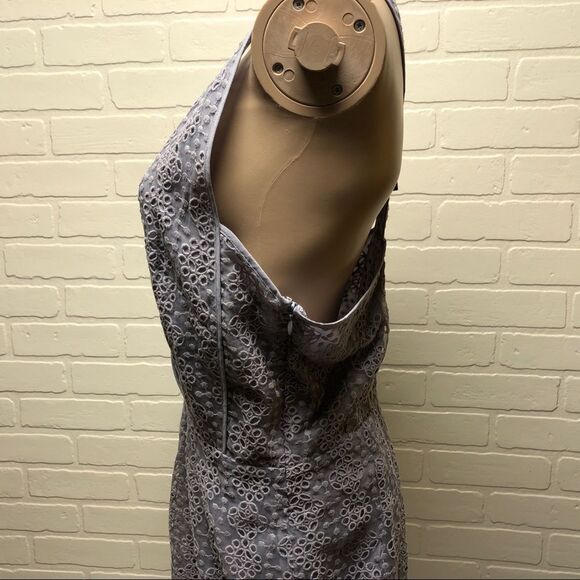 NWT Rebecca Minkoff Womens Gray Plum Lace Pleated Racerback Casual Dress 10 $598 - Picture 11 of 15